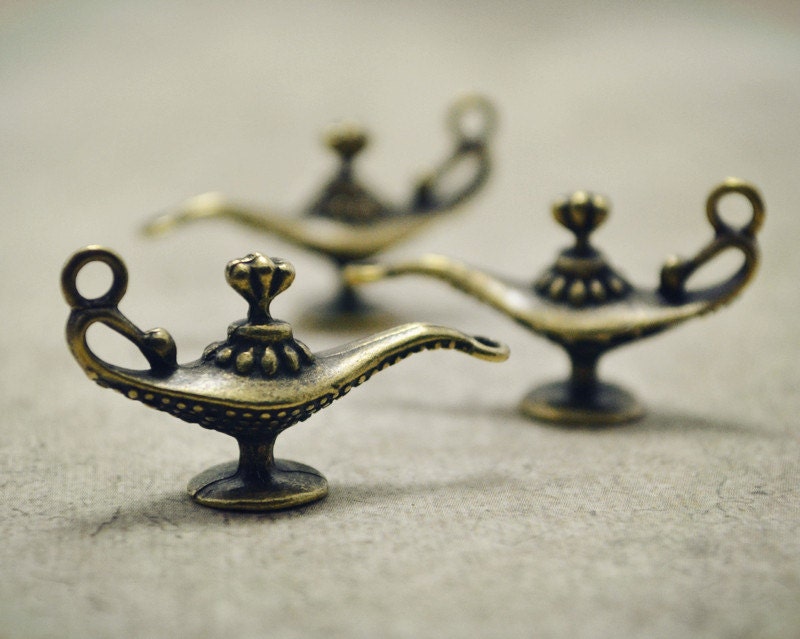 6pc of Antiqued Bronze 3D Aladdin Lamp Fairy Tale Connector Charms Pendants Drops Q33-A18199