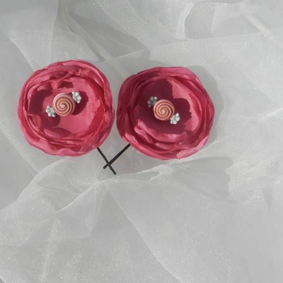 Pink Flower Candy Center Bobby Pin