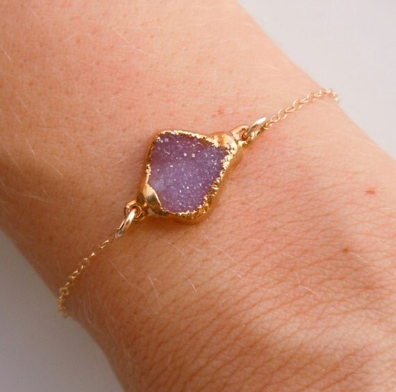RESERVED Druzy Bracelet in Peony Pink