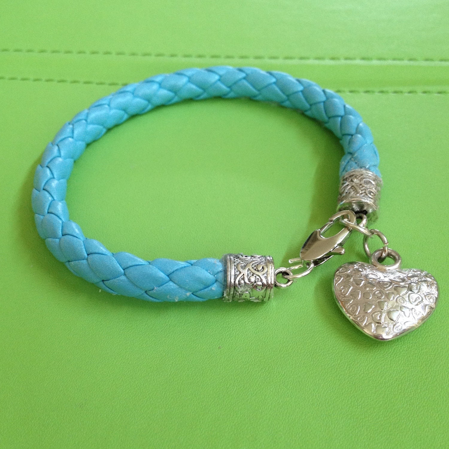 Leather and Heart Bracelet