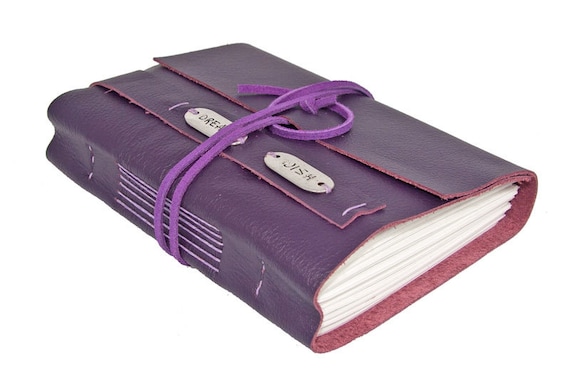 Purple Leather Journal with Inspirational Bookmark