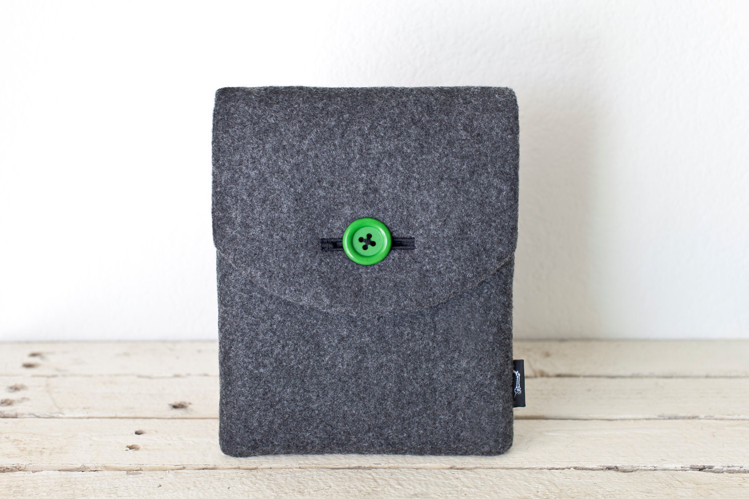 iPad  Mini Case, iPad Mini Sleeve, iPad Mini Cover - "Soul Sleeve" Padded with Pocket - Grey Eco Wool Green
