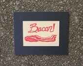 Bacon linocut print