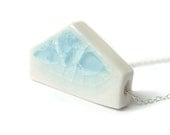 Geometric Sky Blue Glass Pools Porcelain Pendant Necklace