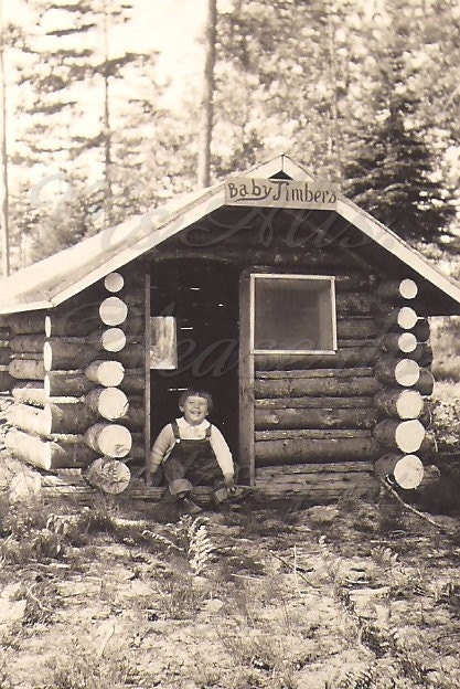 Baby Timbers Log Cabin Boy, Vintage photo, photograph