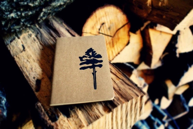 Loblolly Pine Tree Blank Journal Pocket Size Moleskine Notebook using Hand Carved Design