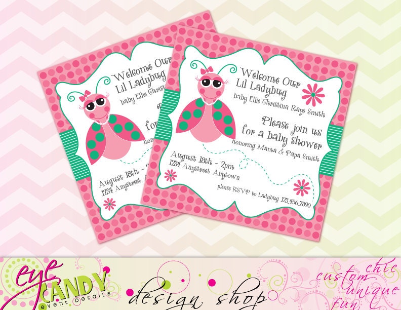 Lil Ladybug BABY SHOWER Invitation - Customized DIY Printable - Baby Shower Invite - Baby Girl shower Il_570xn