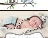 Cute Owl Birth Announcement-Digital File Only