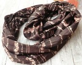 Infinity Scarf floral burgundy  recycled sari silk, Wearable Woman  accesories T