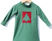 Eco - Friendly  Baby Girl Dress - Christmas Tree - Green Red - Organic Clothing - Holiday Dress SALE