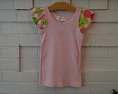 Girl's Light Pink Tank Top with Disco Dot Ruffle Sleeves - Size 8 yrs