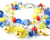 Red, Blue, and Yellow Swarovski Crystal Bracelet
