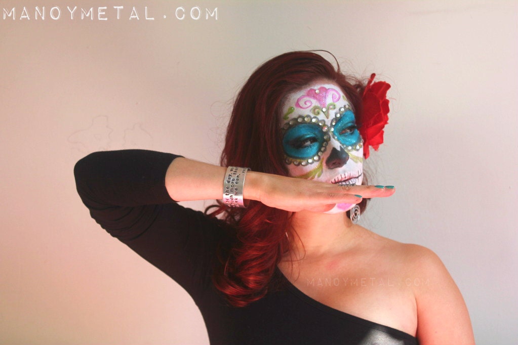 Frida Kahlo bracelet: at the end of the day, we can endure much more than we think we can. // with sugar skulls