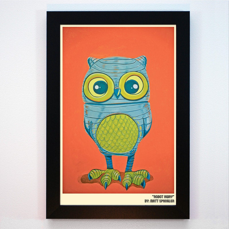 Framed - Robot Owl Print