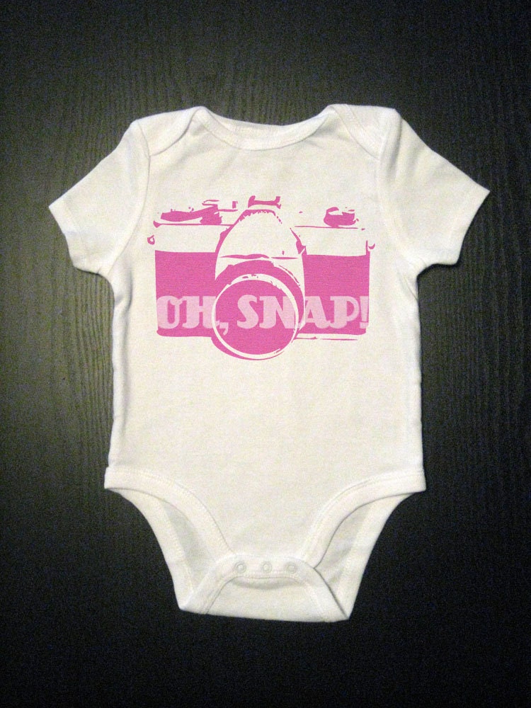 Oh Snap - Funny Saying - Pink Camera Photography Baby Bodysuit - Children's Clothing