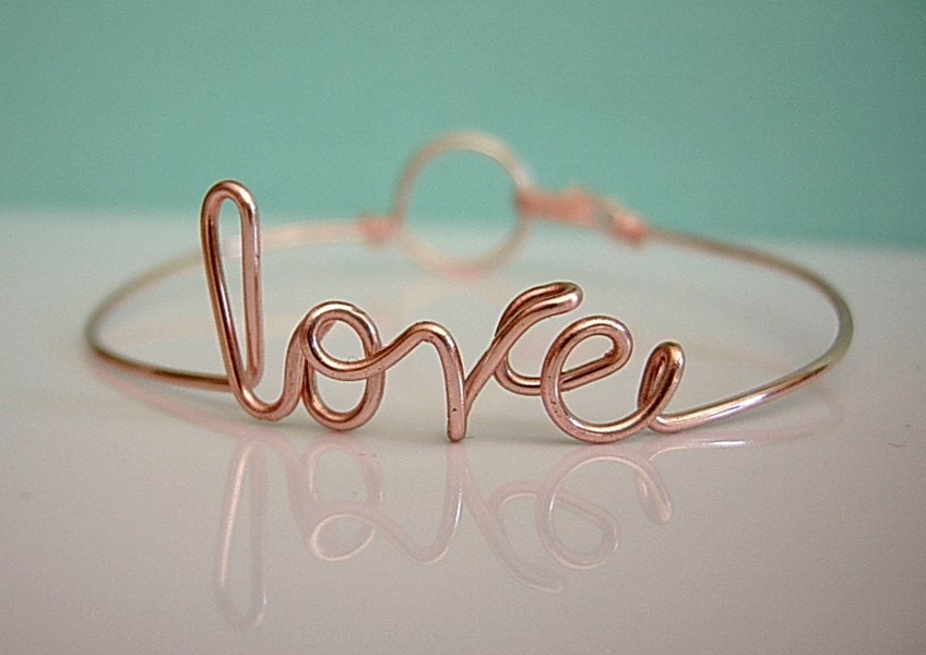 Rose Gold "LOVE" Bracelet silver plated. Love Bangle Bracelet..Great gift for friends, bridesmaids. etc.