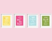 You Are My Sunshine  My only Sunshine Prints 4 pc 5x7 in  Customized colors by YassisPlace Designed for Pottery Barn Penelope Bedding
