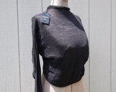 RARE Jean Paul Gaultier Deadstock / 90's Grunge / Batwing Top / Sheer Black Sweater / Small Dolman Crop Top / JPG