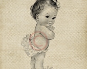 Adorable Vintage Baby Girl LARGE Digital Vintage Image Download Sheet Transfer To Totes Pillows Tea Towels T-Shirts