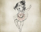 Adorable Vintage Baby Ballerina Girl LARGE Digital Vintage Image Download Sheet Transfer To Totes Pillows Tea Towels T-Shirts