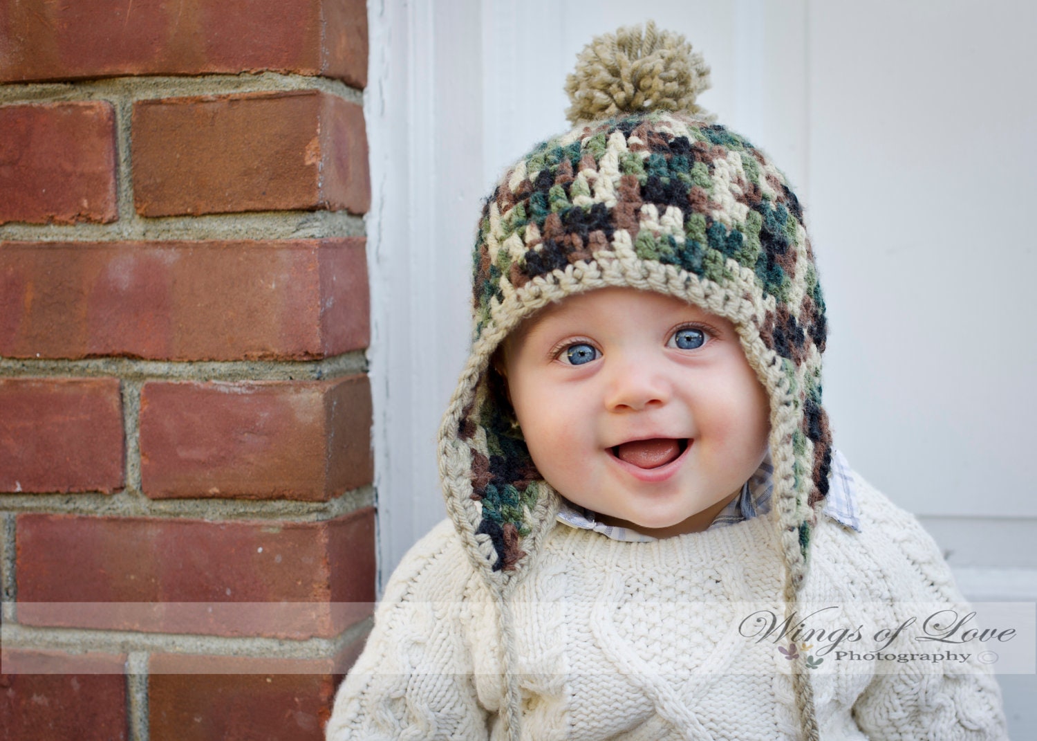 Newborn Ear Flap Hat - Camo