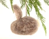 Needle Felted Rabbit Ornament, grey natural woodland rustic Christmas  tree decor ecofriendly wool decor