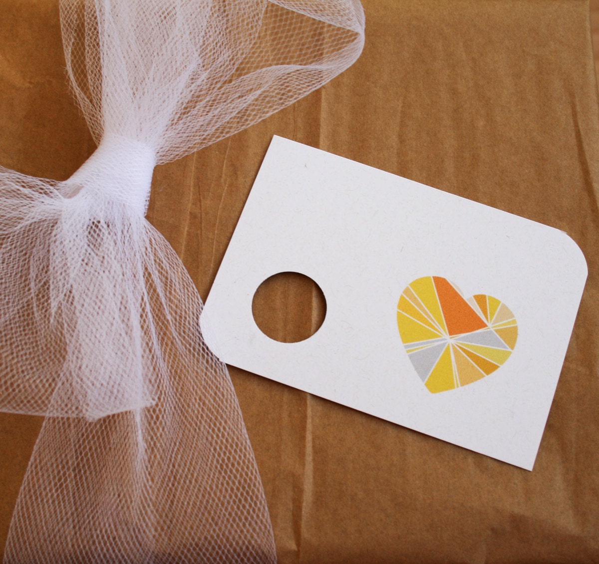 Eco Gift Tags - Citrus Stained Glass Heart - set of 8 recycled gift tags.  Gift wrapping, Recycled, Eco-friendly