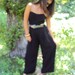 RESERVED for Janelle - vintage 80s Black Jumpsuit S, M - Strapless Jumpsuit Dress - Designer
