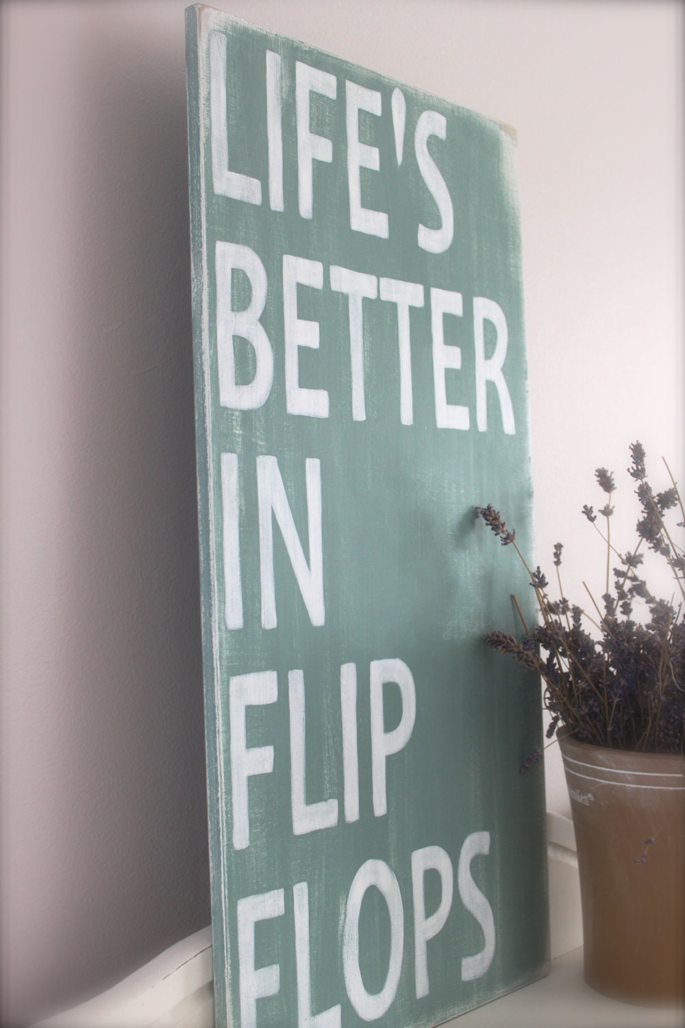 Beach Quote, Wall Art, Custom Wood Sign, Life's Better in Flip Flops, Beach Sign, Vintage Sign,  Wood Sign