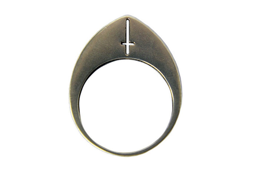 Mitre Reversed Cross Ring in Sterling Silver