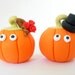 Fall wedding cake topper, pumpkin bride and groom, Halloween wedding, cute, funny, orange
