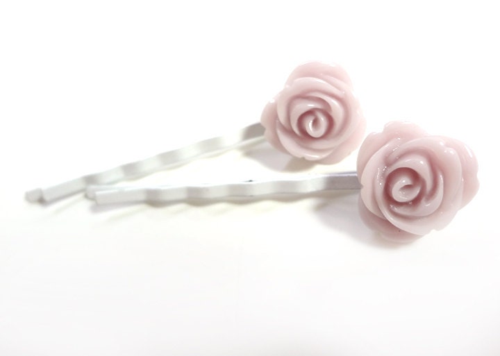 Soft Pink and White Rose Bobby Pins - Glamour365