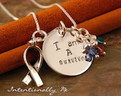 Personalized Necklace - Hand Stamped Sterling Silver Jewelry - I am a survivor Cancer Awareness