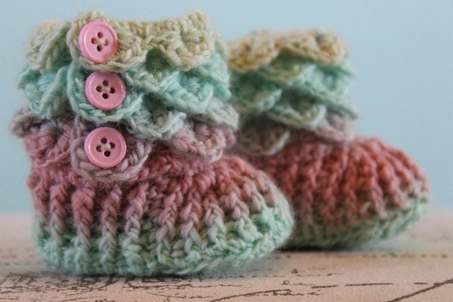 Crocodile Stitch Booties - Crochet Baby Booties - CUSTOM OPTIONS AVAILABLE