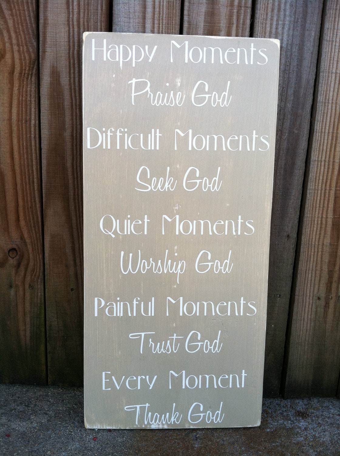 Happy Moments, Praise God Subway Sign - Hand Painted and Distressed - 11"x24"