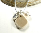 Personalized Beach Pottery Necklace - Handstamped Sterling Silver - thestrandline