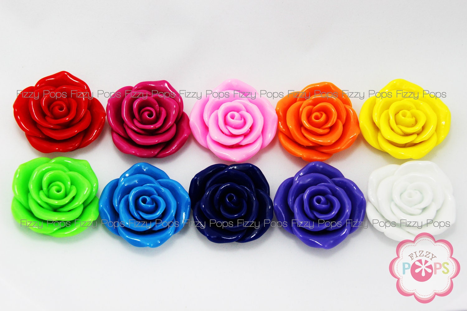 10 Flower Beads JUMBO 48mm Resin Chunky Necklace Rose Centers