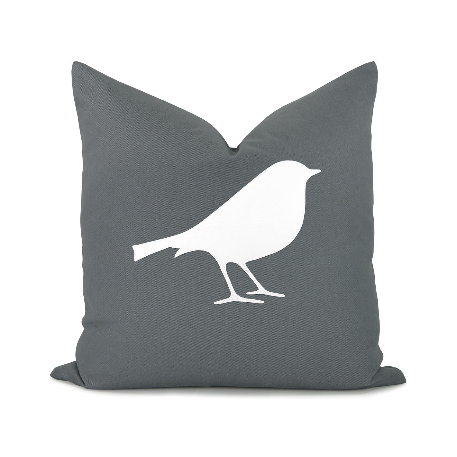 16x16 bird pillow cover - White and gray bird silhouette pillow cover - Modern decorative throw pillow cover - Minimalist home decor