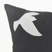 Love birds pillow cover - White birds in nature applique on charcoal throw pillow case - 16x16 birds decorative pillow cover