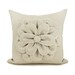 Decorative pillow cover, Flower pillow cover,  Natural pillow cover,  Rustic home decor - Flower applique pillow cover in 16x16