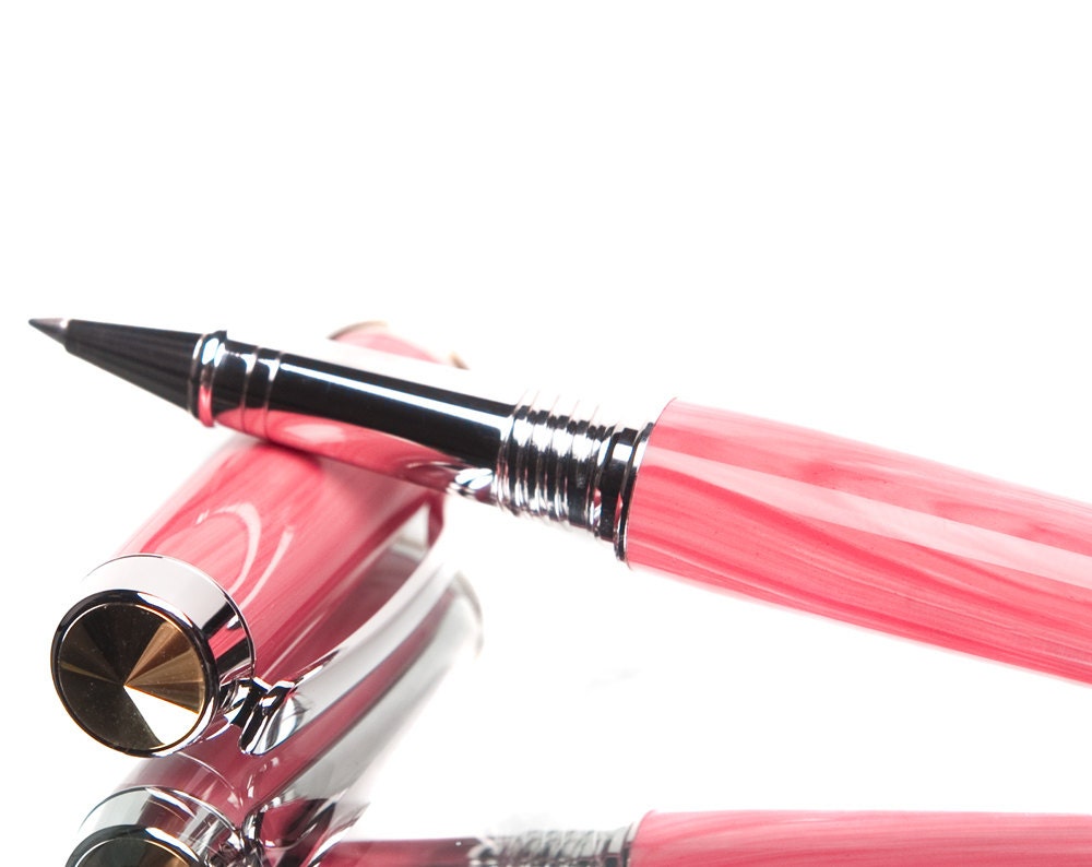 Pink Pen Rollerball Handmade with Asian Coral perfect gift for a woman Luxury writing