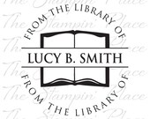 Personalized Stamp - Library of Book Bookplate - Preinked Style PB41