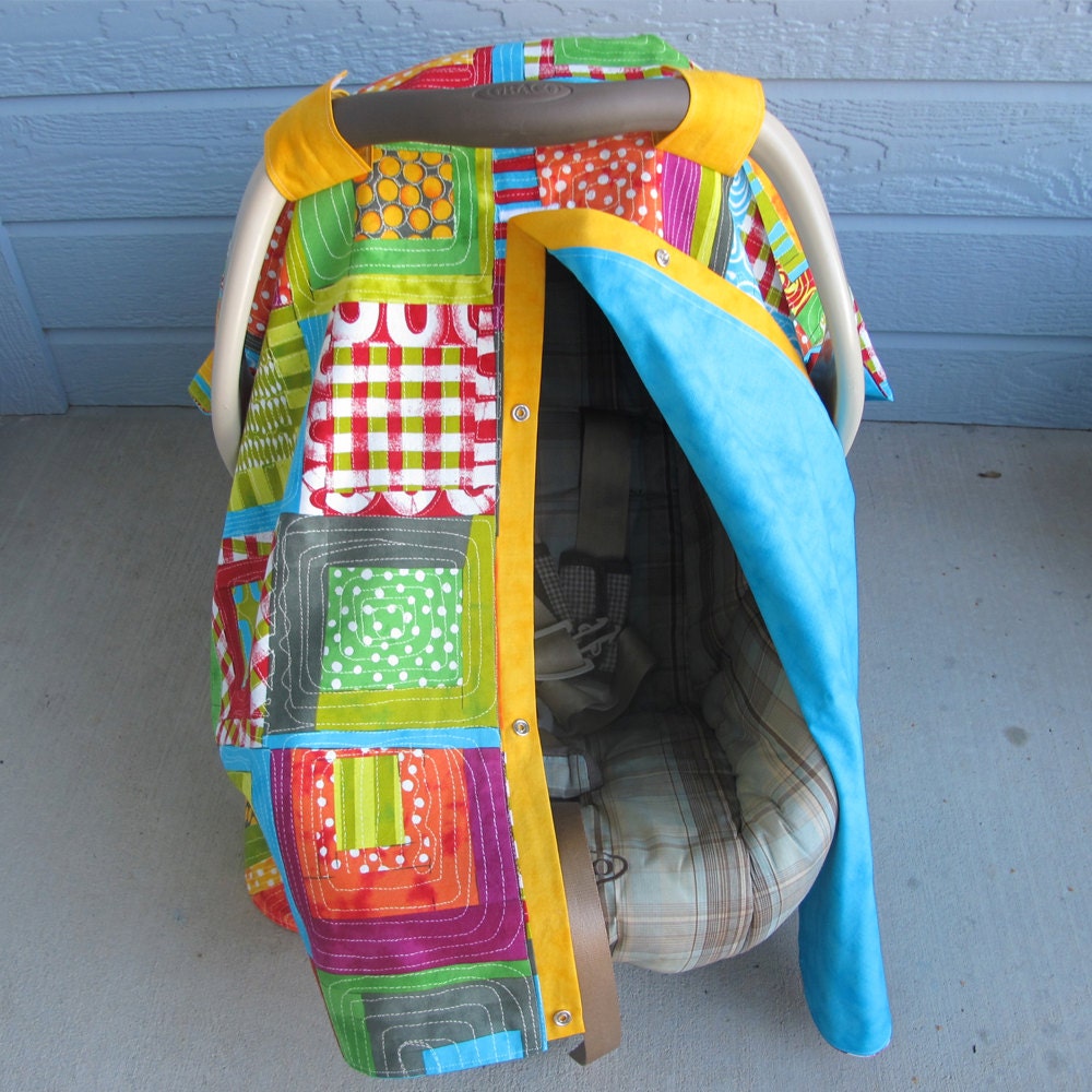 Unisex Baby Car Seat Cover - Infant car seat cover - Bright multi color