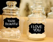 Chalkboard label vinyl decal set 16 SCALLOPED LABELS