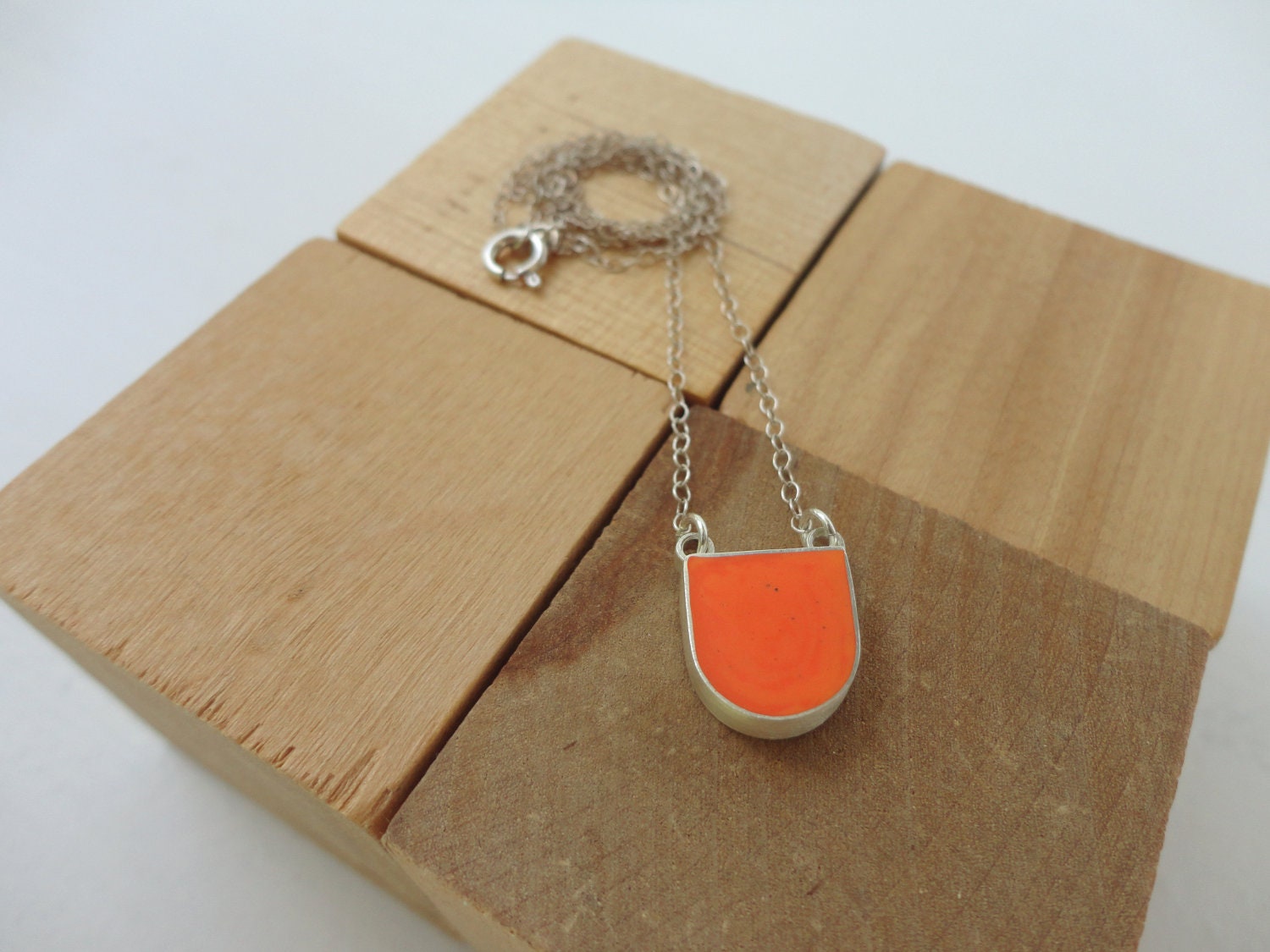 Neon Tangerine Arc Necklace