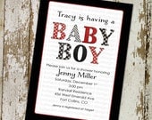 baby boy shower invite red white and black polka dots, DIY PRINTABLE (item127)