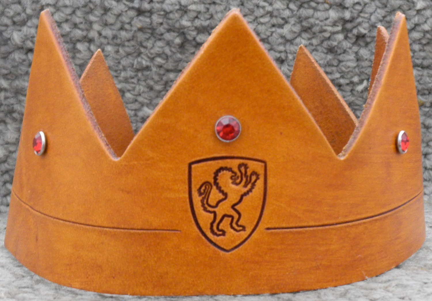 Handmade Leather Crown w/Lion Emblem