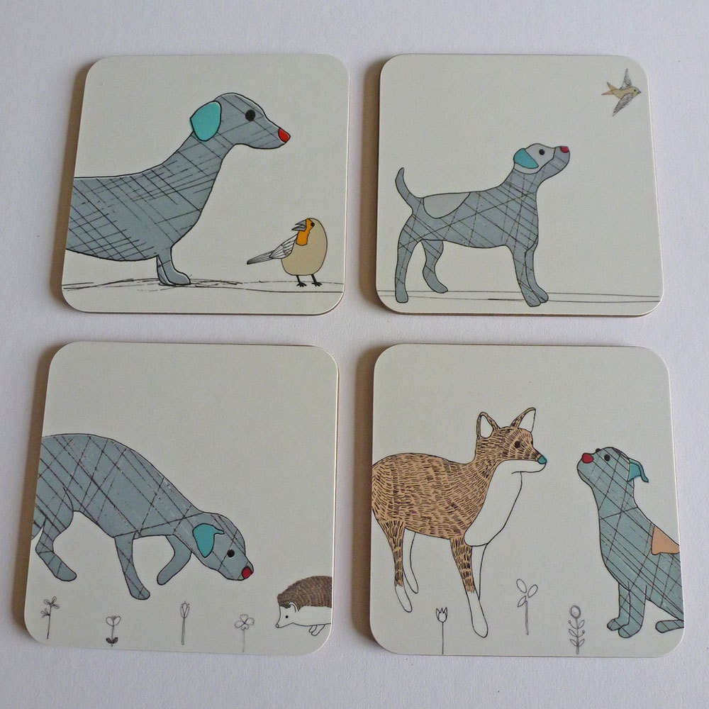 Cheeky Dog Coasters set of four