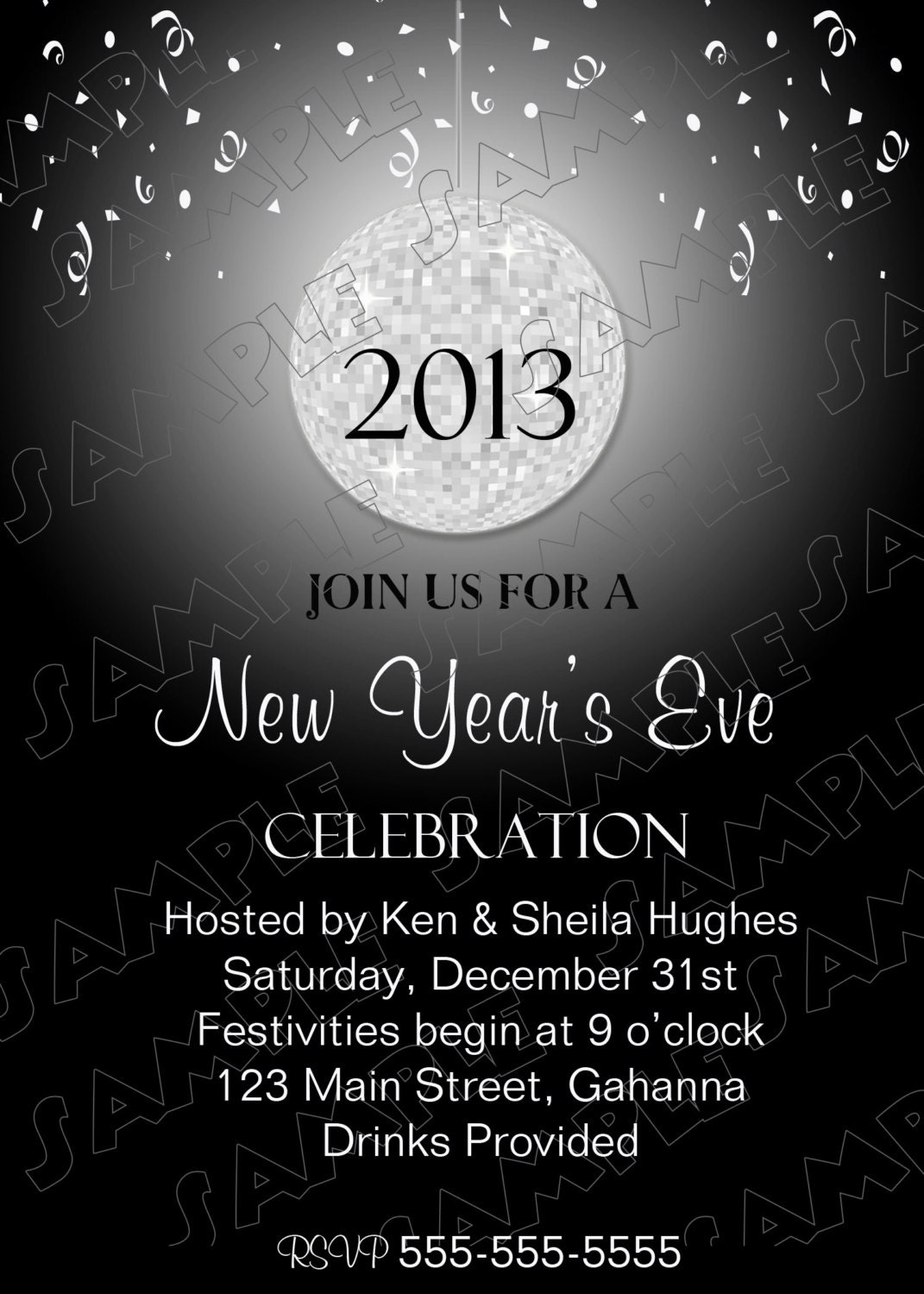 New Years Eve party disco ball custom you print digital card by delightfulprints Il_570xn