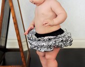 Ruffle Skirt Bloomer All Around Ruffle Diaper Cover Tutu Black and White